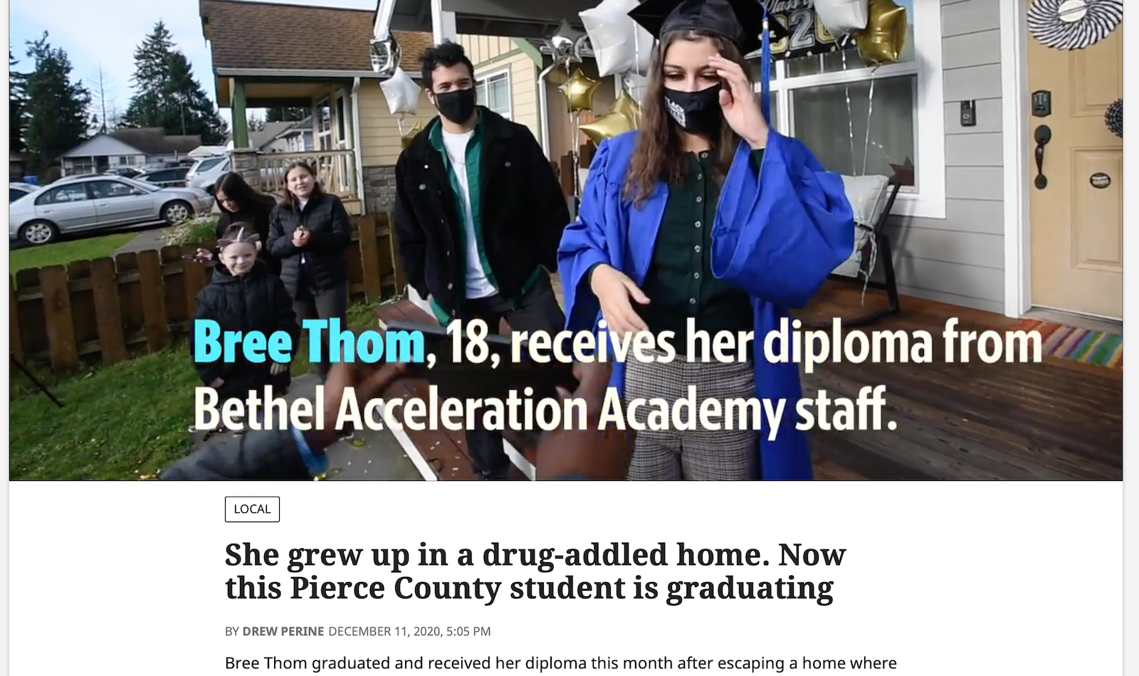 Newspaper Spotlights Bethel Grad’s Triumph Over Adversity Hero Image