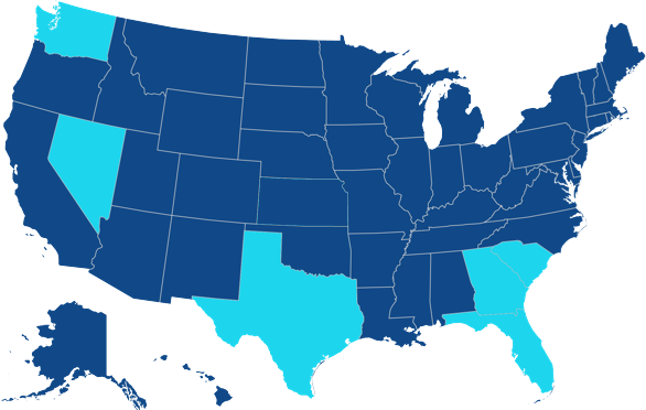 Map of U.S. states Acceleration Academies has locations in.